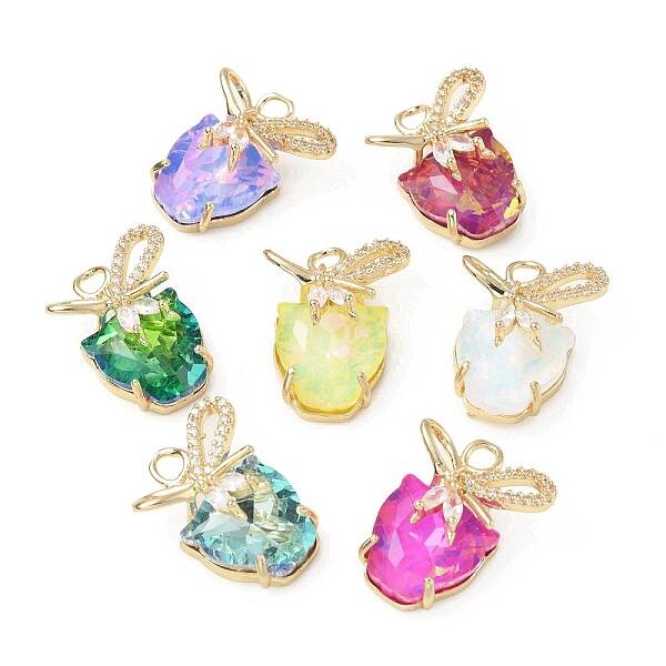 Brass with K9 Glass & Rhinestone Pendants