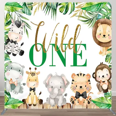 Safari Wild One Fabric Backdrop Cover for Birthday - Aperturee