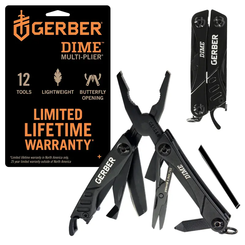 Gerber Gear Dime 12-in-1 Mini EDC Multitool - Needle Nose Pliers, Pocket Knife, Keychain, Bottle Opener - Gifts for Men, EDC ...