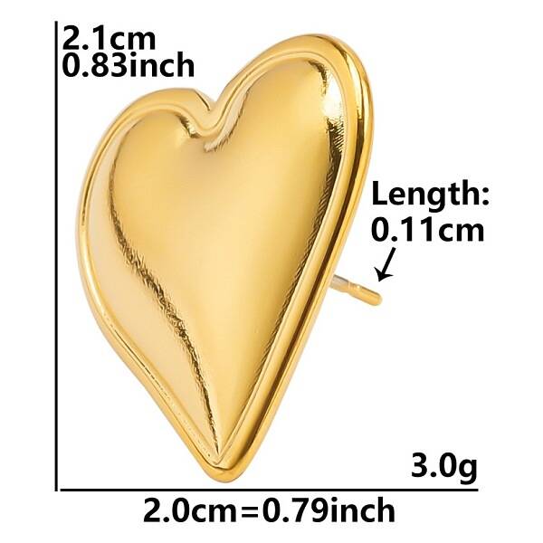 Stylish 304 Stainless Steel Heart Stud Earrings for Women