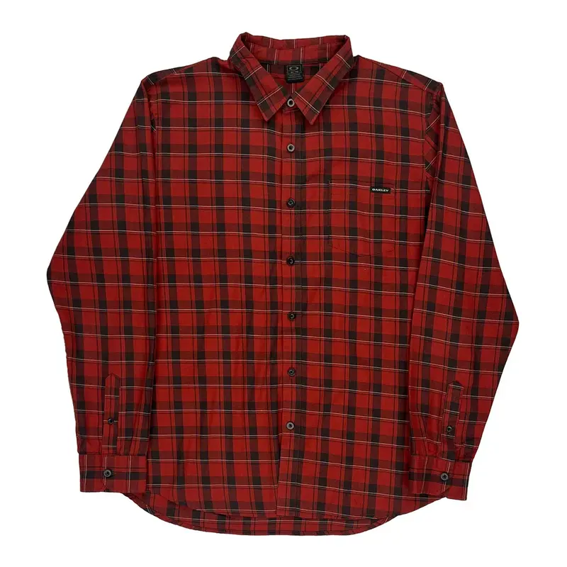 Oakley Checked Shirt - XL Red Cotton Blend