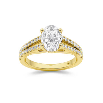 Nyx Split Shank Trellis Pavé Oval Lab Grown Diamond Engagement Ring | 10K Yellow Gold 4 CT. TW.