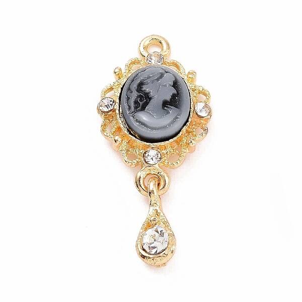 Alloy Cameo Oval Resin Pendants