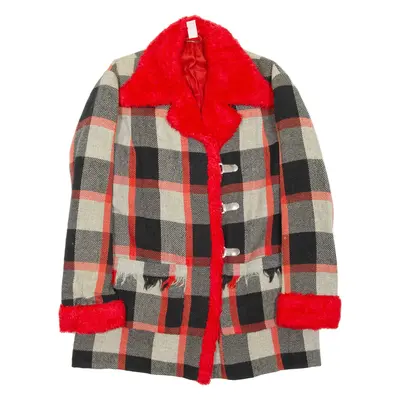 Womens Overcoat Coat Red Check S