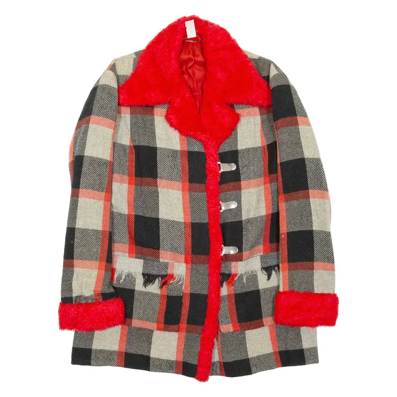Womens Overcoat Coat Red Check S