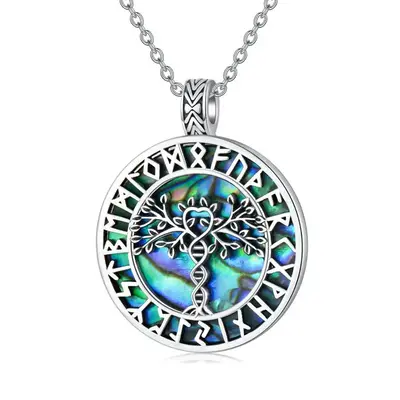 Tree of Life DNA Abalone Shell Pendant Necklace