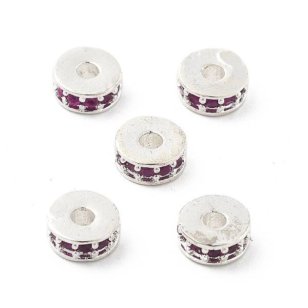 Brass Micro Pave Cubic Zirconia Beads