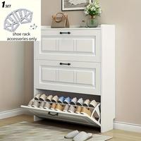 Sturdy 3-Tier Metal Flip-Up Shoe Rack Accessories(Shoe cabinet not included) - Polished Stainless Steel, Locking Hinges, Spac...