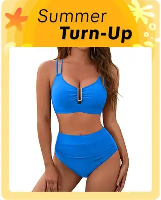 BMJL High Waisted Cutout Crisscross Ruched Womens Modest Tummy Control Two Piece Bikini Sets Full Coverage Swimsuits #Septem...