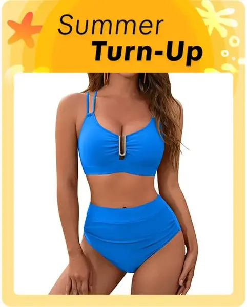 BMJL High Waisted Cutout Crisscross Ruched Womens Modest Tummy Control Two Piece Bikini Sets Full Coverage Swimsuits  #Septem...