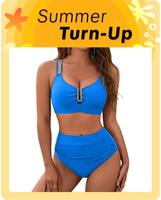 BMJL High Waisted Cutout Crisscross Ruched Womens Modest Tummy Control Two Piece Bikini Sets Full Coverage Swimsuits