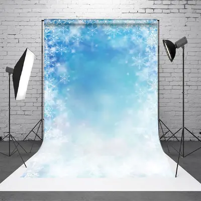 Aperturee Blue Bokeh Snowflake Winter Scenery Sweep Backdrop - Aperturee