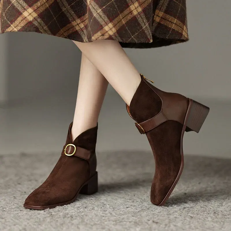 CHIKO Parmenias Square Toe Block Heels Ankle Boots