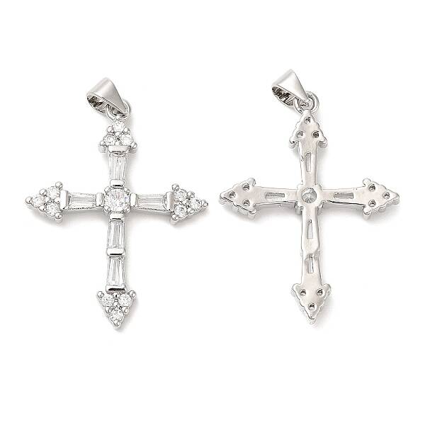 Eco-Friendly Brass Micro Pave Cubic Zirconia Pendants