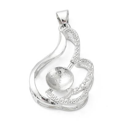 Platinum Plated Brass Pendant Cabochon Settings