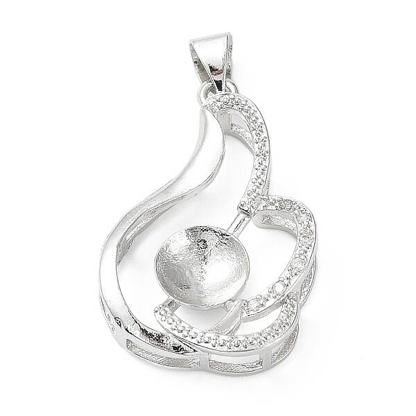 Platinum Plated Brass Pendant Cabochon Settings