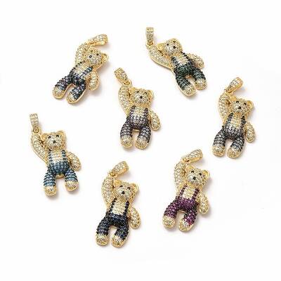 Brass Micro Pave Cubic Zirconia Pendants