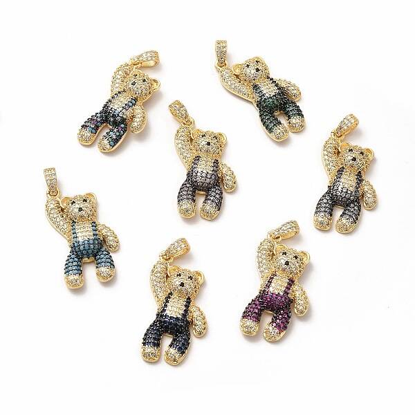 Brass Micro Pave Cubic Zirconia Pendants