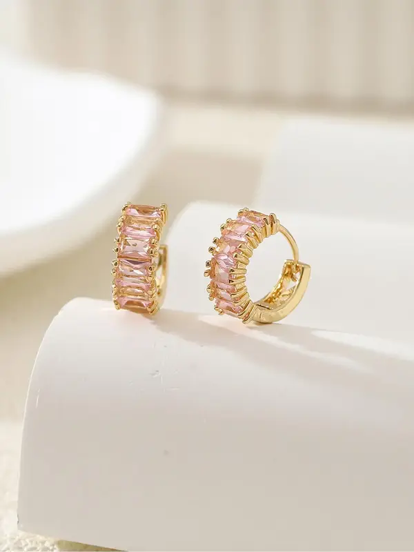 1 Pair Rhinestone Decorated Hoop Earrings, Elegant Women's Jewelry for Party, Daily Clothing Decor, Trendy All-match & Exquis...