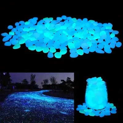 2000 PCS Glow in The Dark Garden Pebbles Stones Rocks for Yard and Walkways Decor, DIY Decorative Luminous Stones in Blue