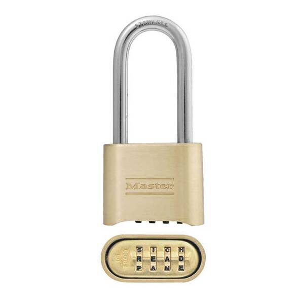 Master Lock Combination Brass Padlock Resettable, Body Width: 2 (51Mm), Shackle Length: 2-1/4 (57Mm), Shackle Width: 1 (25...