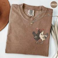 Comfort Colors Cottagecore Chicken Shirt, Comfort Colors Cute Chicken Lovers Gift For Mom Grandma, Farmer Shirt, Farm Life, B...