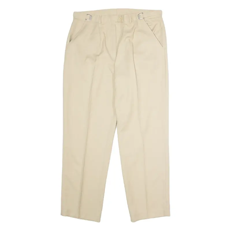 DANMART Pleated Womens Trousers Beige Regular Straight W32 L26