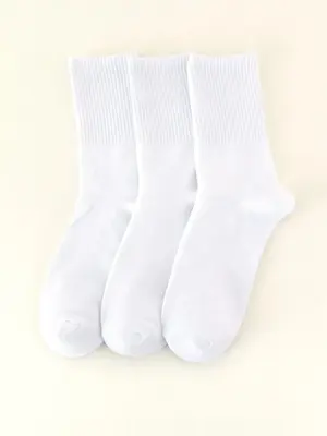 Men's Solid Mid-Calf Socks, Crew Socks, Sweat-Absorbing Anti-Odor Sports Socks, Casual Knit Socks for Daily Wear