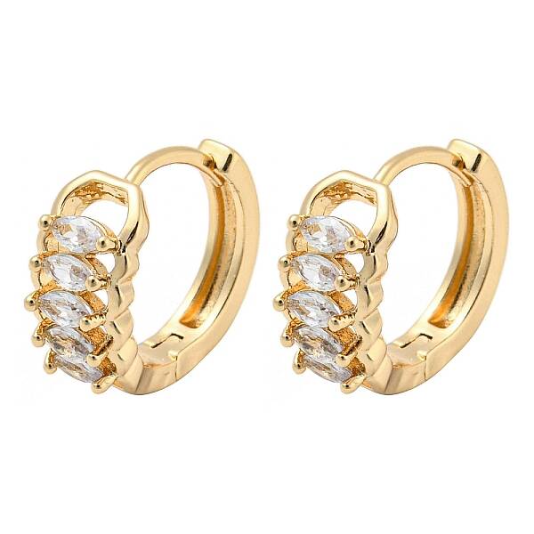 Brass with Clear Cubic Zirconia Hoop Earrings