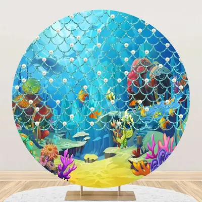 Pearl Scale Pattern Undersea Corals Circle Backdrop - Aperturee