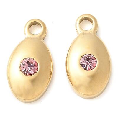 304 Stainless Steel with Rhinestone Charms