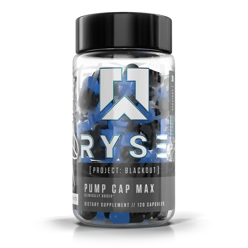 RYSE Project Blackout Pump Cap Max - Pre Workout Nitric Oxide Booster Supplement for Men - Pumps & Blood Flow - 30 Servings (...