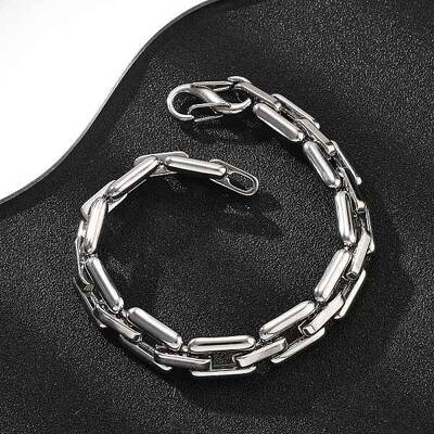 304 Stainless Steel Rectangle Link Chain Bracelets for Women Men