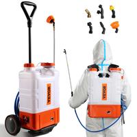 VEVOR Battery Powered Backpack Sprayer, 0-90 PSI Adjustable Pressure, 4 Gallon Tank, Back Pack Sprayer with 8 Nozzles and 2 W...