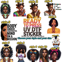 Black Girl Magic UV DTF Sticker - Original Design for uv DTF cup , High-Quality Print, Easy Application