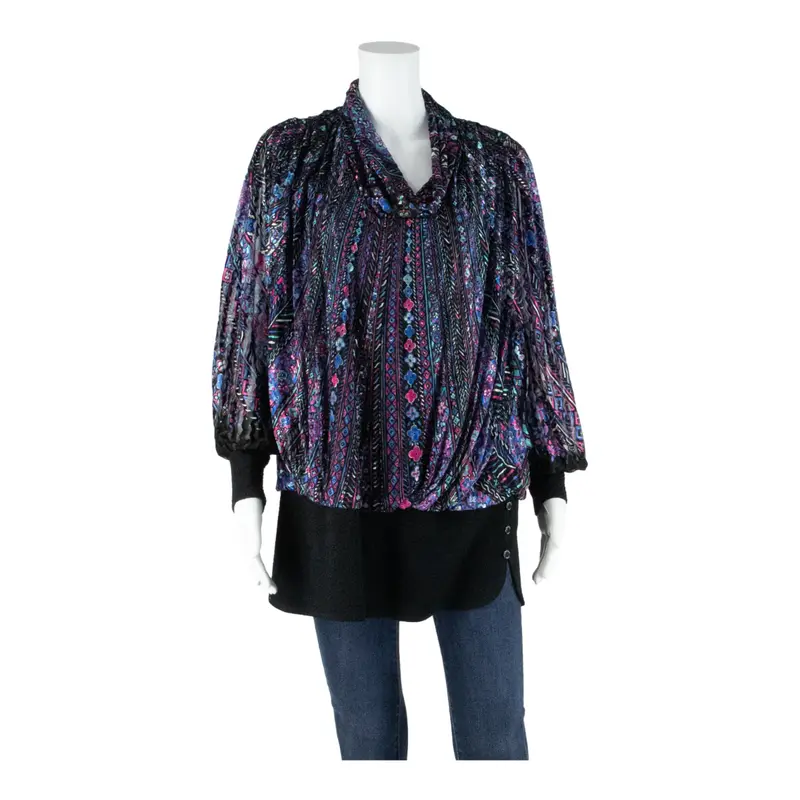 VIRGINIE Womens Printed Top Pink Long Sleeve Striped L