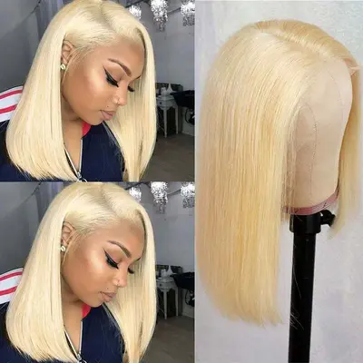 613 Honey Blonde Bob Wig 13x4 HD Transparent Lace Front Human Hair Wigs