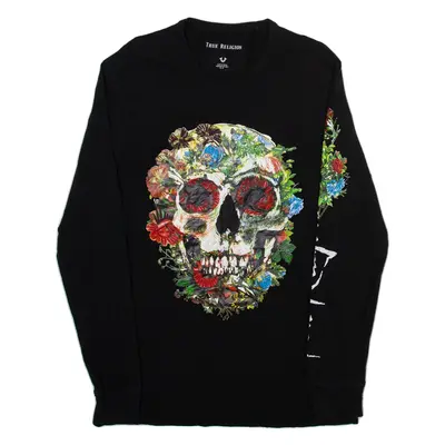 TRUE RELIGION Mens T-Shirt Black Long Sleeve S