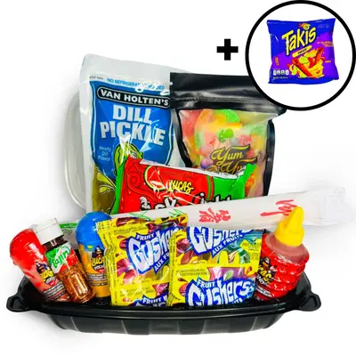 Chamoy Pickle Kit With Chopsticks, Gummy Candy, Takis, & Bowl