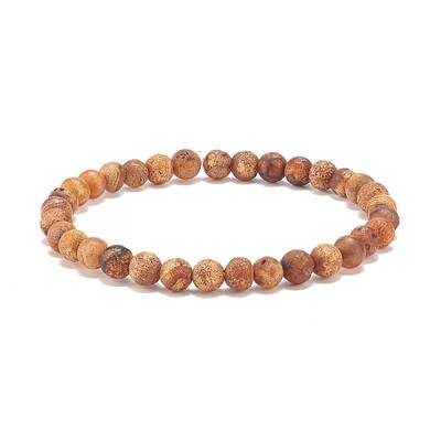 Round Natural Agate Stretch Beaded Bracelets