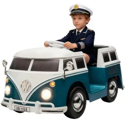 Garvee Volkswagen Licensed Electric Ride-On Bus for Kids - 6V Battery, LED Headlights, Music, Horn, Gentle Start, Cup Holder,...