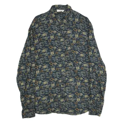 DENIM LAB Mens Shirt Black Crazy Pattern Long Sleeve L