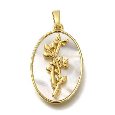 Brass Pave Shell Birth Flower Pendants