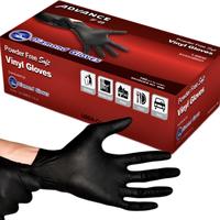Diamond Advance Black Vinyl Disposable Gloves - Latex-Free & Powder-Free Cleaning Food Gloves Hand Household Kitchen 100-ct