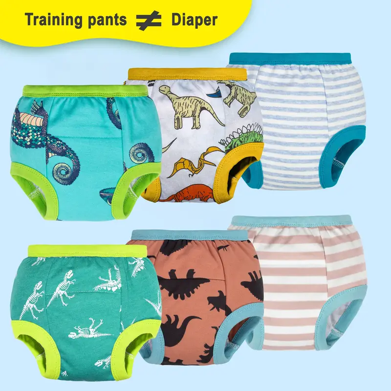 6-Pack Baby Toddler Training Pants for Boys and Girls – Soft and Comfortable, 100% Cotton, Ideal for Toilet Training, Reusa...