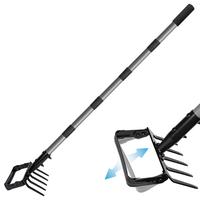 Suchtale Stirrup Hoe and 5-Tines Rake, Action Hoe for Weeding, 2 in 1 Scuffle Hoe with 82 inch Adjustable Metal Handle, Hula ...