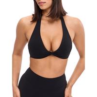 Twisted Halter Sports Bra - Onyx Black
