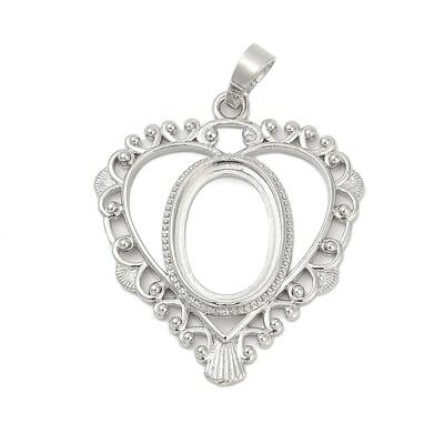 Heart Brass Pendant Cabochon Settings