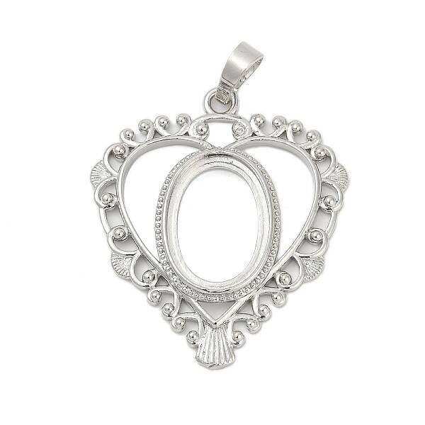 Heart Brass Pendant Cabochon Settings