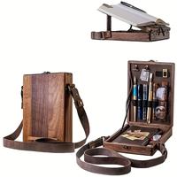 Wooden Writer Messenger Box, 1 Count Wooden Box with Adjustable Strap, Stationery Storage Box, Home Organizer for Office & Ho...